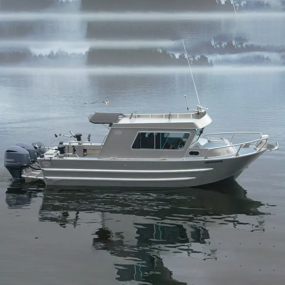 Özelleştirilebilir 25FT lüks balıkçı teknesi su rekreasyon ve su işleri için yüksek kaliteli alüminyum kabin botu