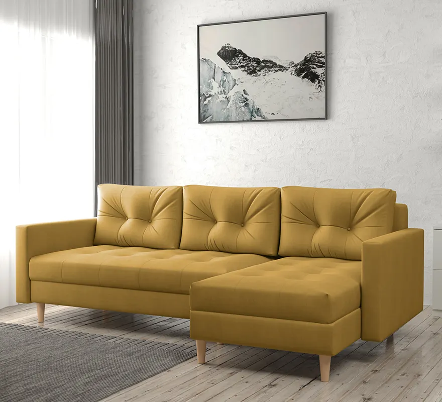 Juego de sofás en forma de L para sala de estar, sofá Seccional de tela de cuero, plegable, funcional para dormir, bajo precio, disponible
