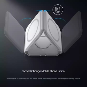 Custom Logo 3in1 Foldable <strong>Small</strong> Wireless Charger Pad Foldable Folding 3-In-1 Magnetic Wireless Charger 3 in 1 Stand for <strong>Apple</strong> - Product Image 2