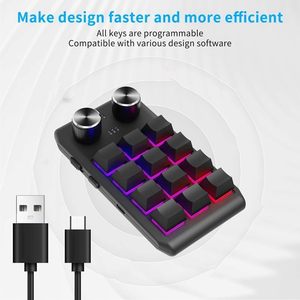 2.4G Wireless <strong>Programmable</strong> Macro Keypads USB-C Mini Customized <strong>Keyboard</strong> 12 Keys 2 Knobs Multimedia LED Light <strong>Mechanical</strong> Hot Swap - Product Image 4