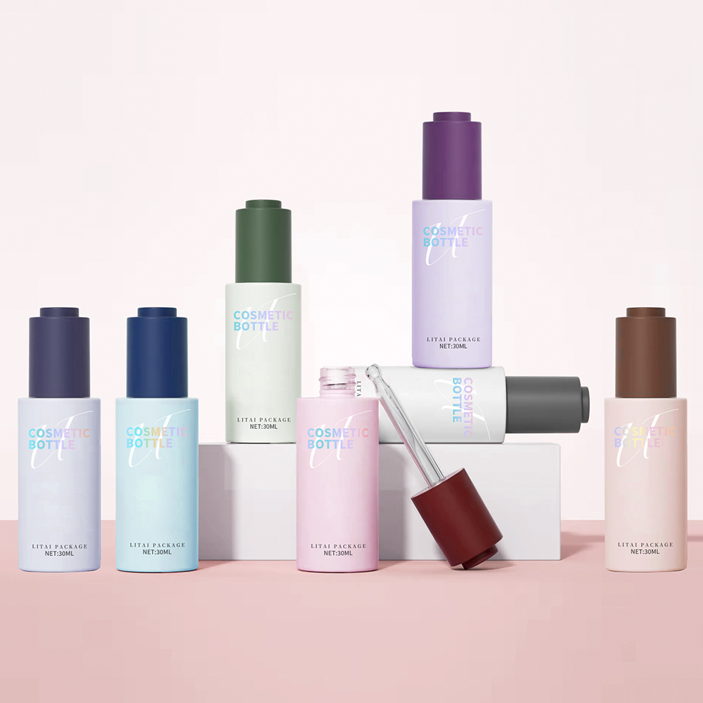 Matte Light colored glass bottle with dark lid series