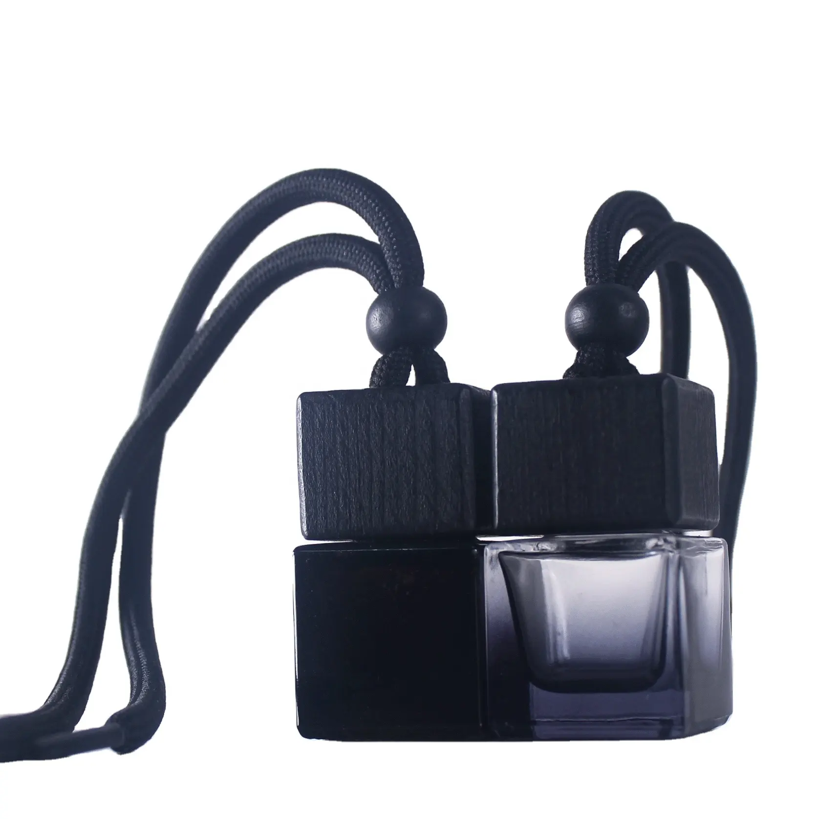 8 мл черный деревянный колпачок Пустой классический градиентный черный стеклянный флакон подвесной освежитель воздуха Эфирное масло парфюмерный автомобильный диффузор флакон