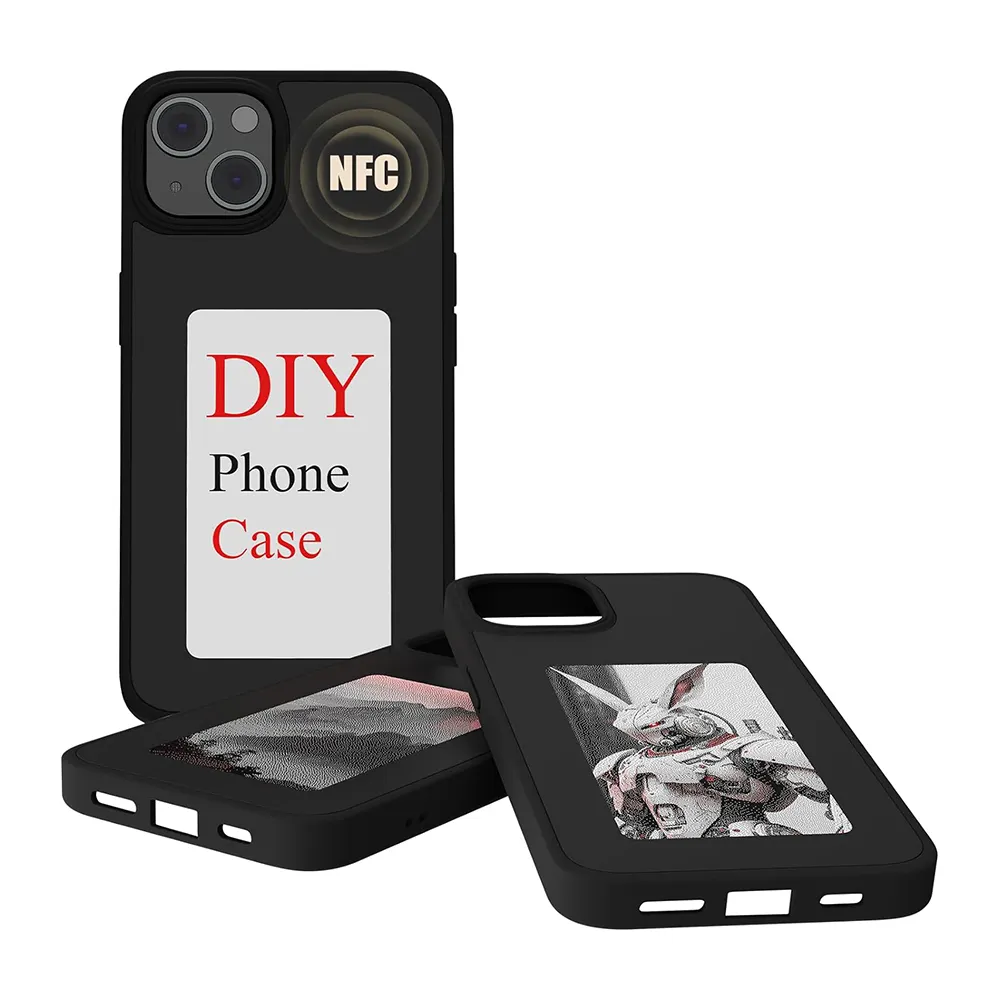 Pantalla de tinta de pantalla instantánea foto inteligente Proyección trasera NFC arte Digital AI funda de teléfono DIY funda de teléfono para iPhone 15 14 Pro Max