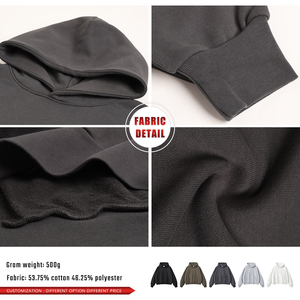 Người đàn ông của Heavyweight 500gsm giản dị rắn hoodie không có dây rút nhiệt Fleece quá khổ mùa đông trùm đầu áo - Product Image 6