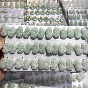จี้หยกเกรด A พม่าพร้อมจี้,เครื่องประดับแบบ DIY สีเขียวอ่อนขนาด20มม. 36ชิ้น - Product Image 2