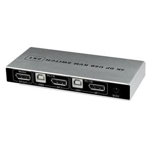 DisplayPort KVM Switch 2 Port Dual DP Monitor 4K60hzとAudio USB DP 1.2 USB Keyboard Mouse KVM HubためPC DELL HP Laptop - Product Image 1