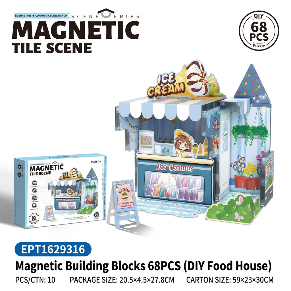 EPT1629316-Bloques de construcción magnéticos 68PCS (Casa de comida DIY)
