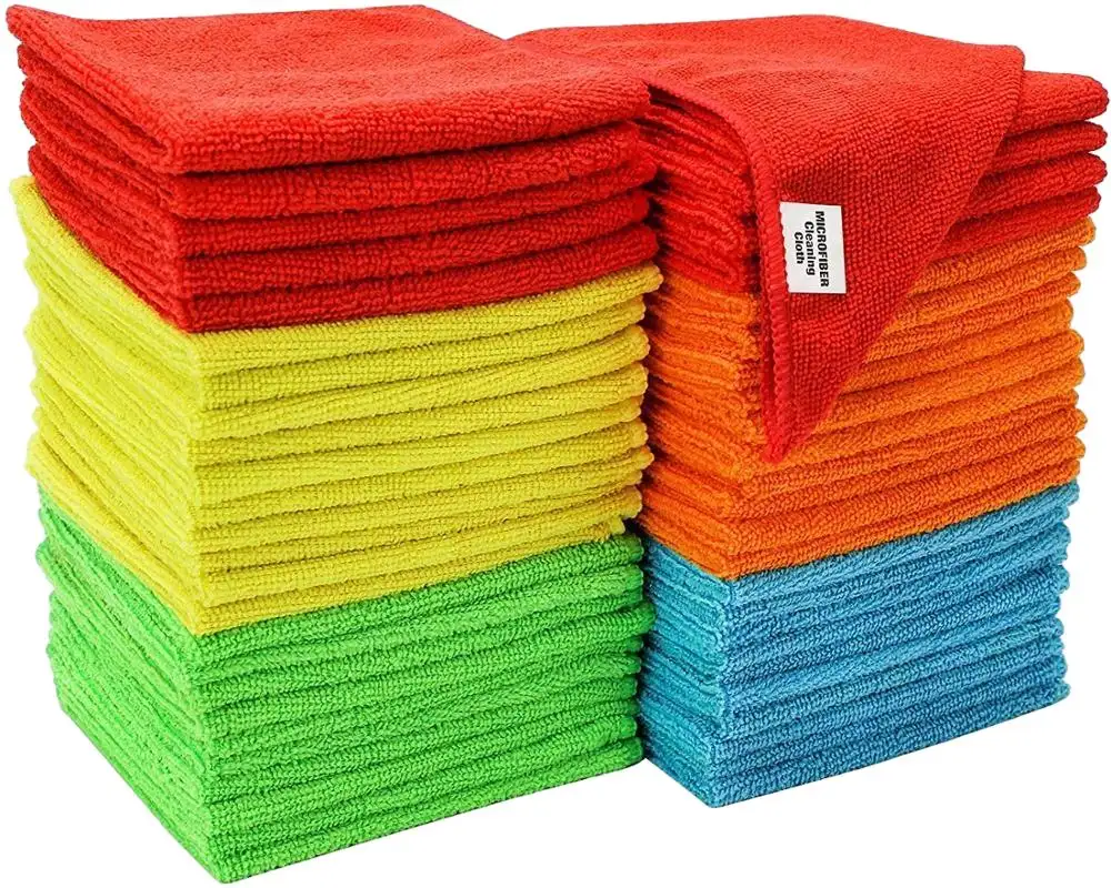 Eco-Certified Microfiber Cleaning Cloth Plain Style Polishing Car and Kitchen Towels for Washing and Car Wash
