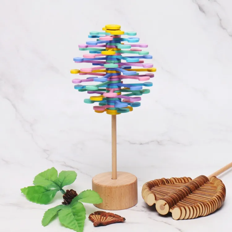 Montessori Vui Vẻ Căng Thẳng Cứu Trợ Đồ Chơi Bằng Gỗ Xếp Chồng Các Khối Bằng Gỗ Quay Lollipop Nhà Nghệ Thuật Thủ Công Kiểu Dáng