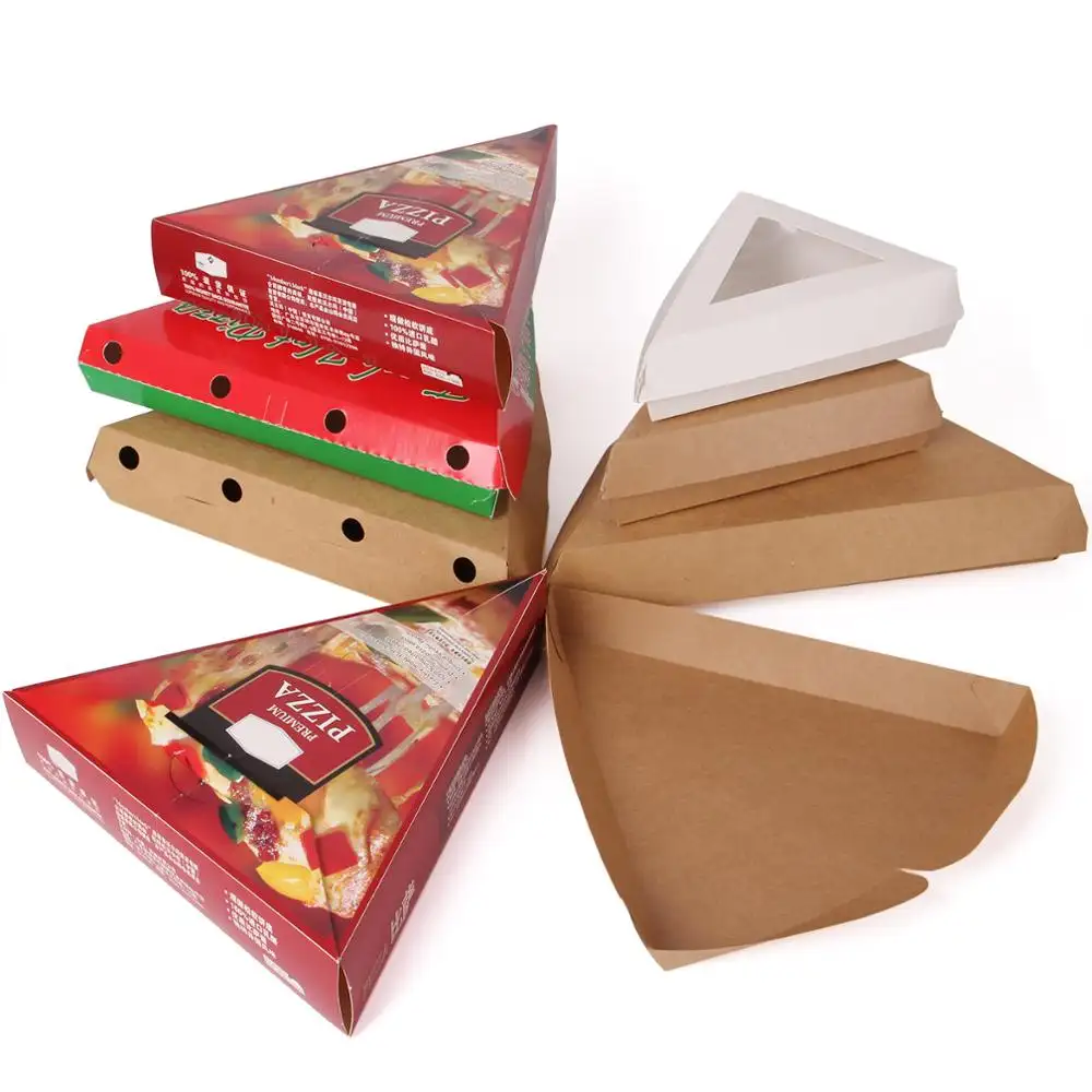 Cartón corrugado para pizza, diseño de caja para pizza con forma de rebanada triangular redonda