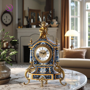 Retro Phong Cách Châu Âu Vàng Brass Thiên Thần Trang Trí Bàn Đồng Hồ Tay Sơn Sứ Bàn Cổ Đồng Hồ Cho Sang Trọng Trang Trí Nội Thất - Product Image 1