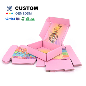 定制标志粉色礼品装运箱小瓦楞纸箱小企业包装带标志 - Product Image 1