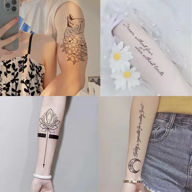 Moda para niños hombres mujeres cuerpo niños Tigre Lobo Henna rey Animal tatuajes temporales calcomanía papel tatuaje pegatina