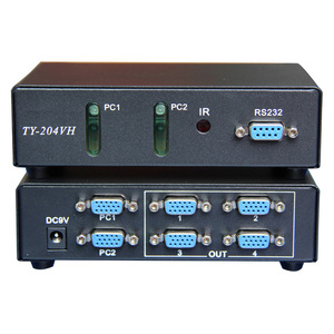 350MHz <strong>VGA</strong> <strong>Splitter</strong> 4port 1920*1440 2in 4output <strong>VGA</strong> <strong>Splitter</strong> 2x4 Switch Remote Control Option and RS232 Control Mode - Product Image 1