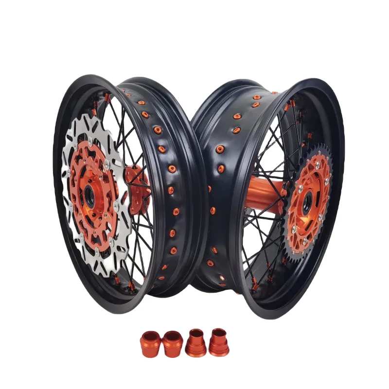 High Performance 17 Supermoto Wheels Rims Set KTM 125 250 450 530cc EXC SXF 2003-2023