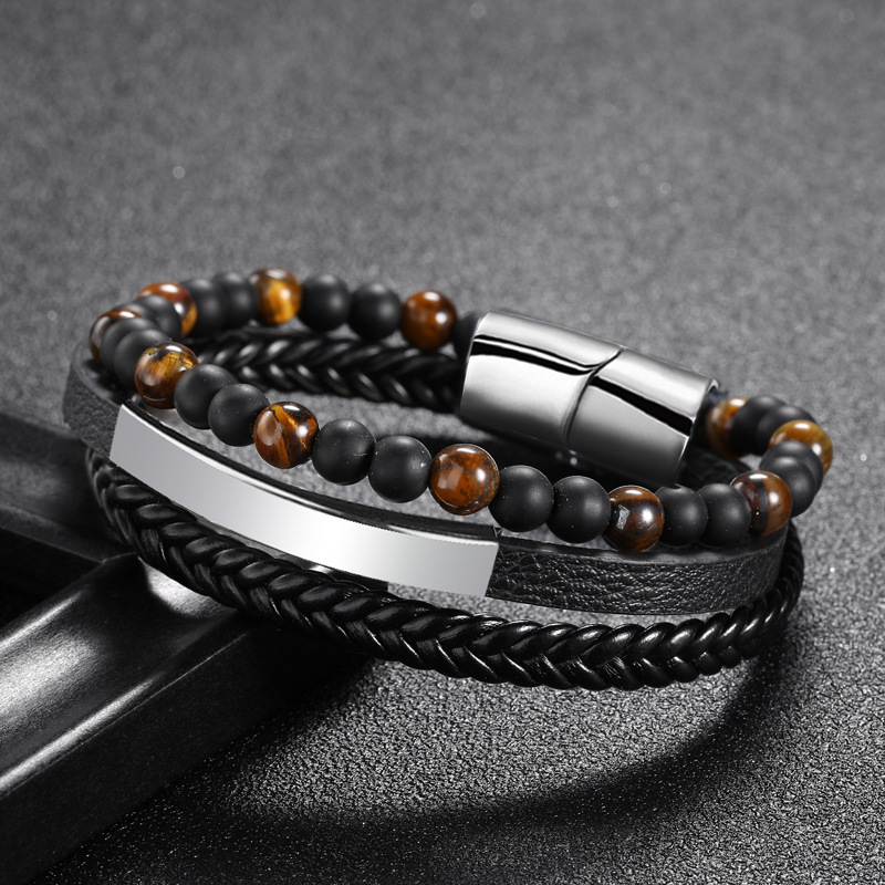 BLACK Three layer yellow tiger eye