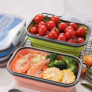 便携式防漏硅胶折叠便当盒可折叠饭盒食品级硅胶食品容器可折叠饭盒