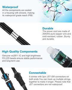 WS2811 5V 50PCs Digital RGB LED Pixel Light Direccionable individualmente DMX Redondo IP67 a prueba de agua - Product Image 4