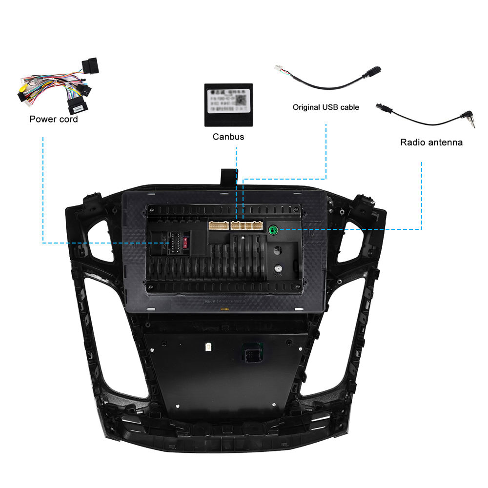 Podofo Double Din 9'' Car Radio Frame For Ford Focus 2012-2018 Stereo High-Grade ABS Plastic Radio Fascia Frame