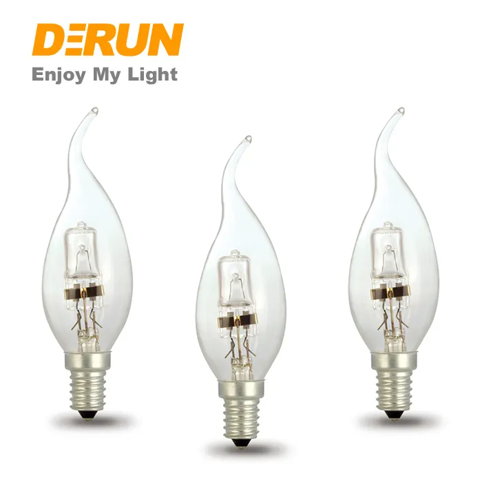 Fabricante 18W 28W 42W 220V E14 E27 Base CAL35 C35 Glass Energy Saver ECO Clear Frosted Led Candle Halogen Bulb,