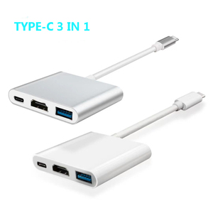Adaptador USB C a HDMI 3 en 1 Hub multipuerto tipo C a HDMI 4K, USB 3,0 y USB C Adaptador convertidor de puerto de carga de entrega de energía