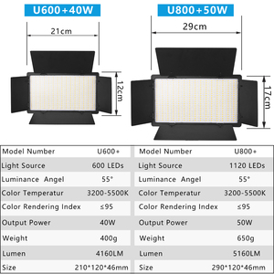 U600 U800 3 renk dim dolgu stüdyo Photoshoot işık kamera fotoğraf Led Video işığı uzaktan filtre ile ayarlanabilir Bardoor - Product Image 6