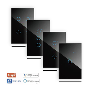 Interruptor de luz inteligente de automatización Control Wifi 2 Gang Panel de vidrio táctil estándar americano Interruptores de pared Interruptor