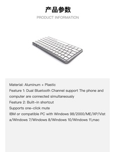 Оптовая продажа Bluetooth-клавиатура из алюминиевого сплава для Windows Ios Mac, текстовая клавиатура с пользовательским логотипом, производитель - Product Image 4
