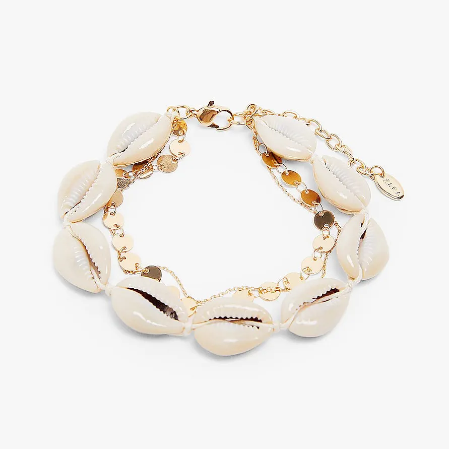 Pulsera de concha de playa hecha a mano para mujer, cadena de conchas de playa hecha a mano, precio al por mayor, accesorios