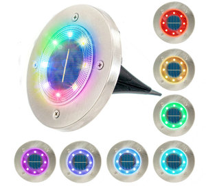 Paslanmaz çelik gömme Disk güneş enerjili renk değiştirme 8 LED Disk işık difüzyon Lens yolu zemin ışıkları 7 renk değiştirme - Product Image 2