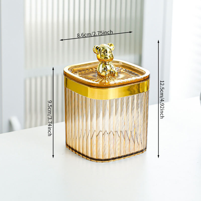 Golden Bear Amber Gold-rimmed Square and Round Sealed Jar