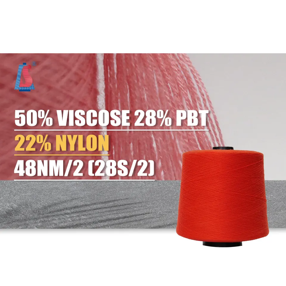 Hilo PBT de nailon viscoso para tejer prendas de vestir, hilo de Nylon mezclado con núcleo, 48NM/2, para la SALUD de China