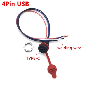 5针usb-c连接器，带CC针数据螺母卡扣板4针，带电线3A防水USB类型C至ph2.0快速充电母插孔 - Product Image 4