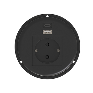 高质量圆形台式插座，带双USB (A + C) 3m电缆和英国插头2个无盖插座 - Product Image 3