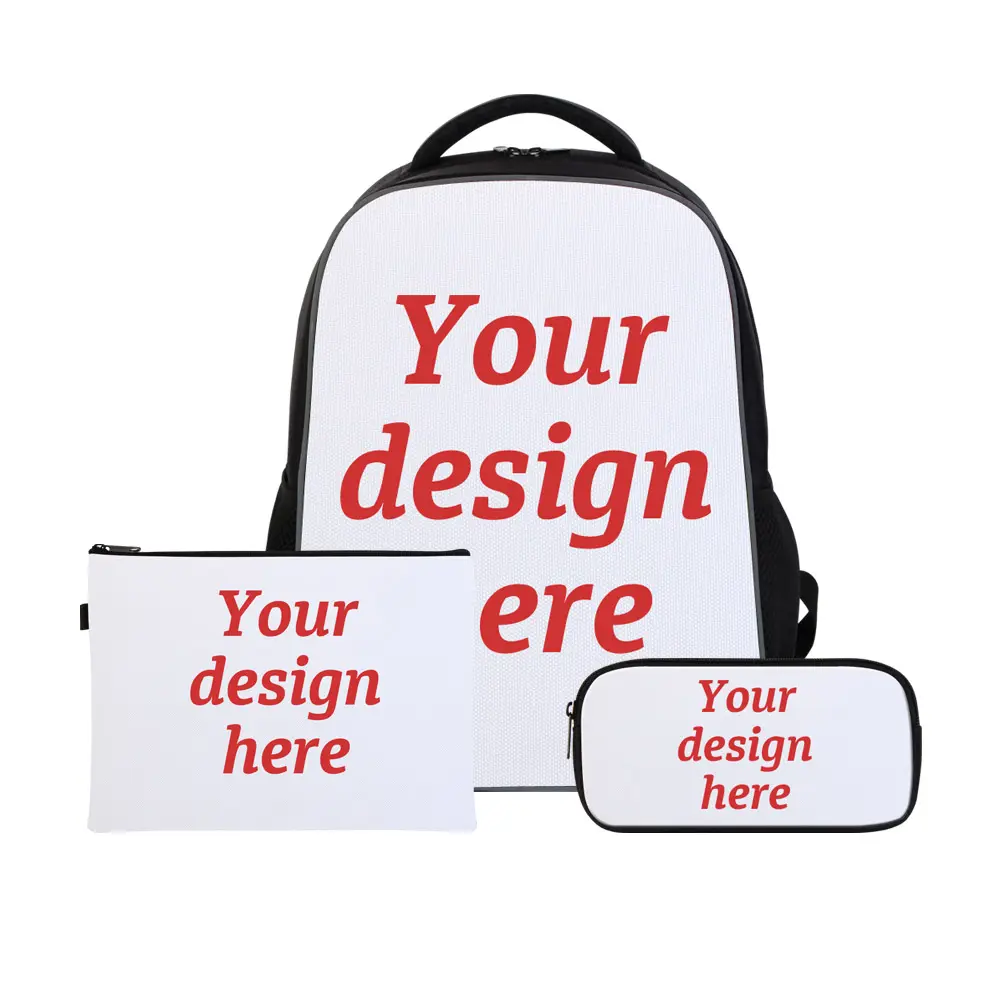 3 pezzi borse Set Logo personalizzato stampa zainetto con astuccio porta File A4 per bambini