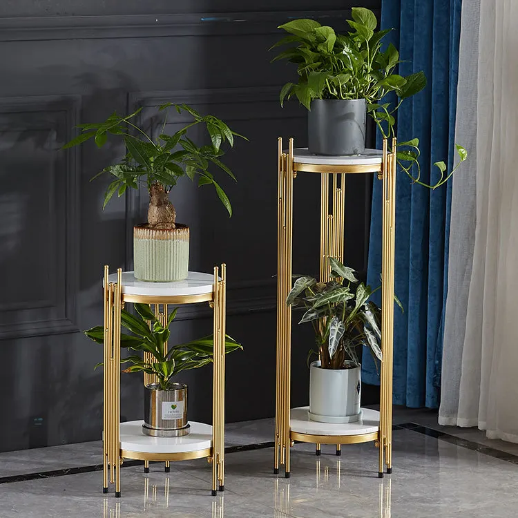 Flower Stand Marble Ladder 2 Tier Wedding Indoor Shelf Holder Metal Tall Gold Display Designs Planter Pot Plant Flower Stand