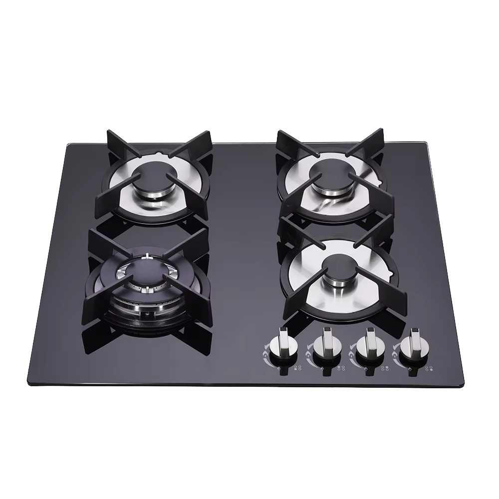 Estufa de gas de vidrio templado de cuatro quemadores, 600*510mm