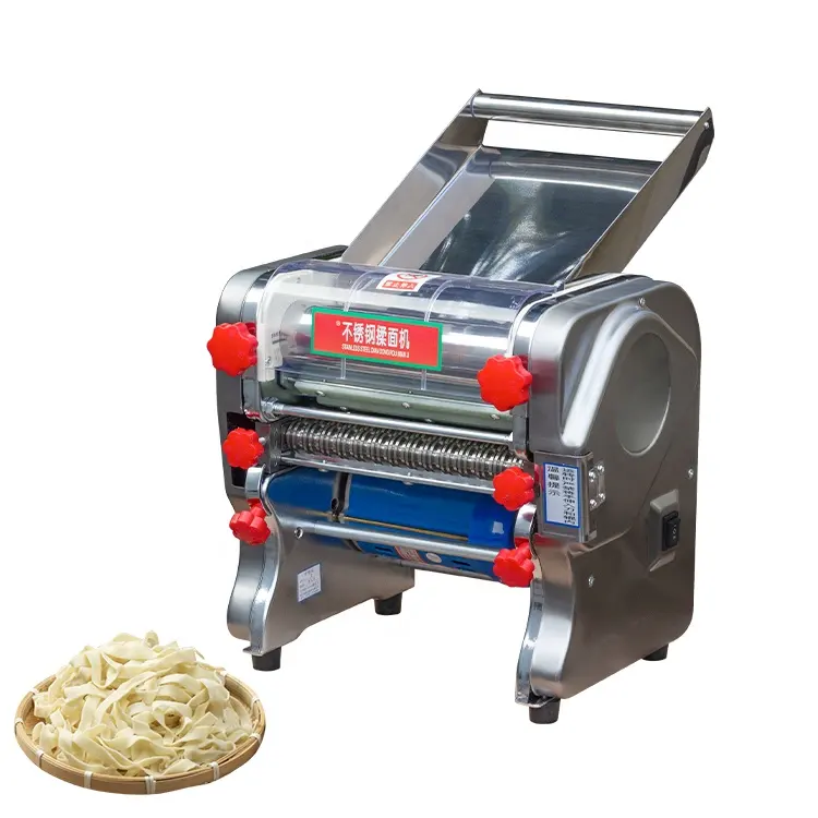 Máquina para hacer fideos frescos eléctrica comercial pequeña de acero inoxidable, máquina para hacer Pasta Ramen, máquina laminadora de rodillos de masa, precio