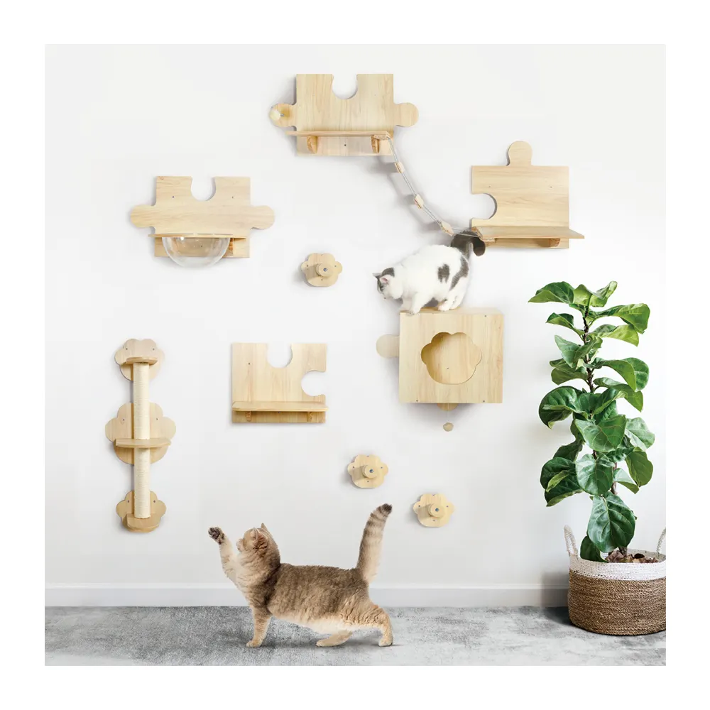 Đa chức năng mèo đồ chơi câu đố hình dạng hiện đại mèo leo lên theo dõi treo tường kệ