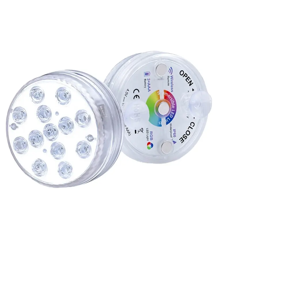 Lampe Submersible à 13 LED par côté, spot lumineux magnétique submergé, idéal pour une piscine, un étang ou une fontaine