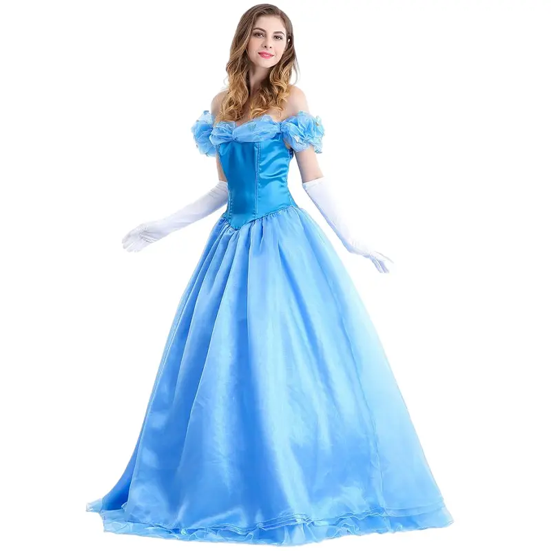 Halloween Damen blaues Kleid Bühnenbild Kostüm Halloween Kosmoplay Kostüm Cinderella Rollenspielkostüm