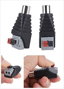 Press Type <strong>Speaker</strong> 2 <strong>Wire</strong> Male Female <strong>RCA</strong> Plug Connector AV Audio Adapter for CCTV