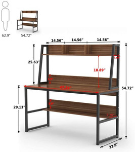 Mesa de oficina de computadora de escritorio de madera maciza de alta calidad para estudiantes con librería - Product Image 1