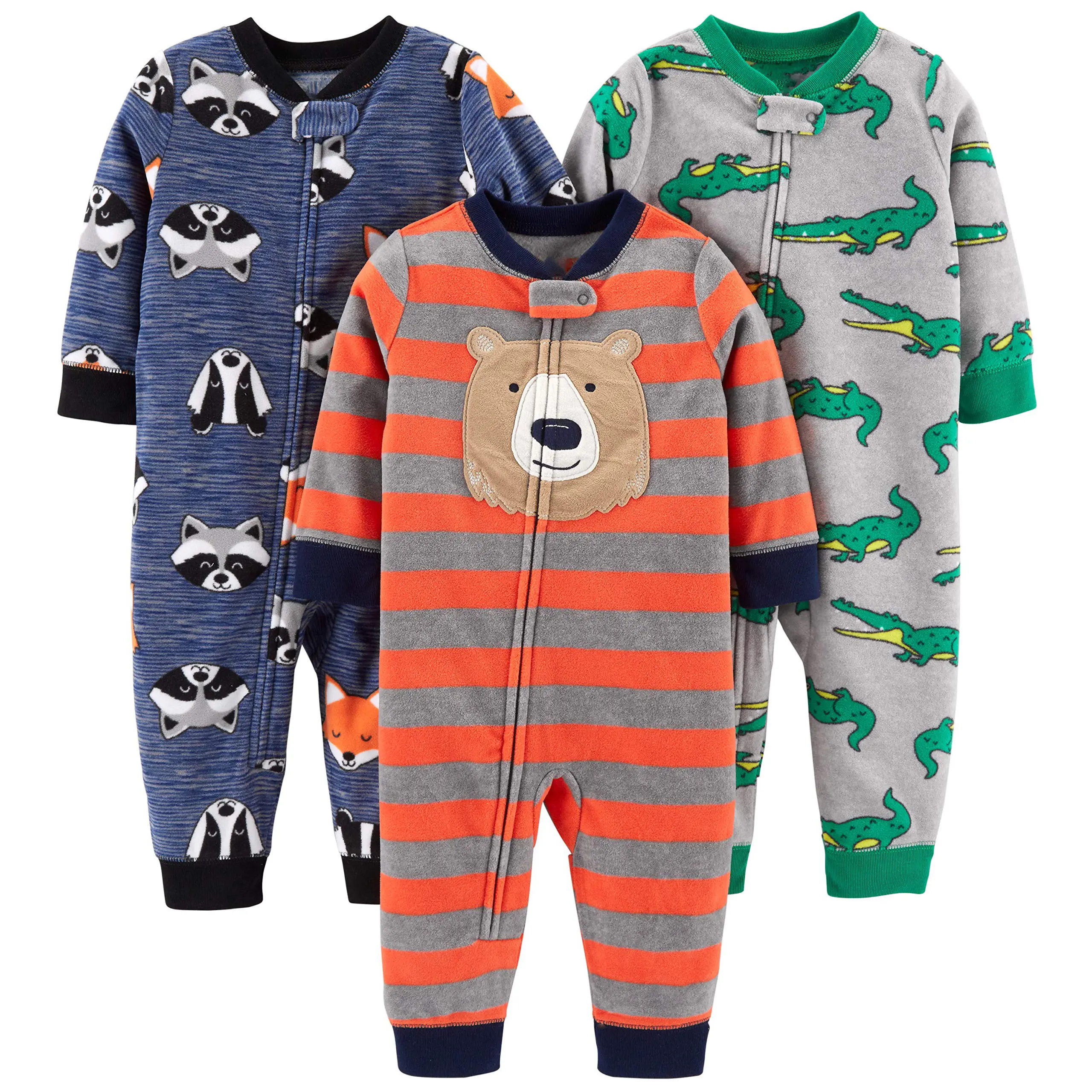 Toddlers and Baby Boys' Loose-Fit Fleece Footless Pajamas, Pack of 3