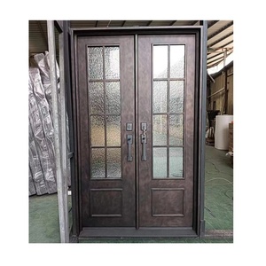 36x80外装ドア錬鉄製ドアメキシコガラス窓と屋外壁ライト付き - Product Image 1