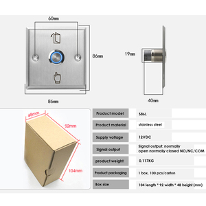 NC/NO/COM Metal Stainless Door <strong>Exit</strong> Switch Release LED Light <strong>Push</strong> <strong>Button</strong> Access Control Lock <strong>System</strong> - Product Image 5
