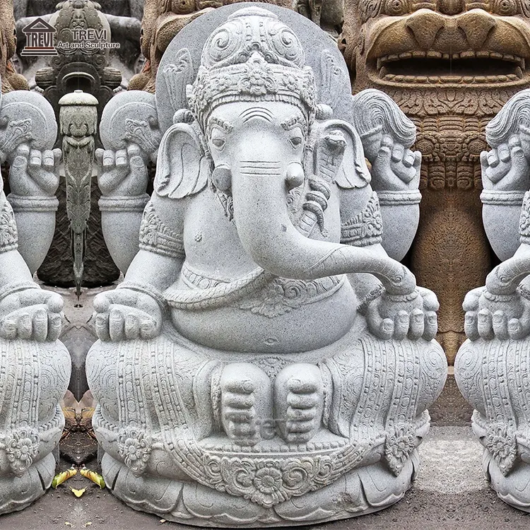 Decorazione del giardino grandi idoli grandi marmo bianco Lord Indian Ganesh Statue