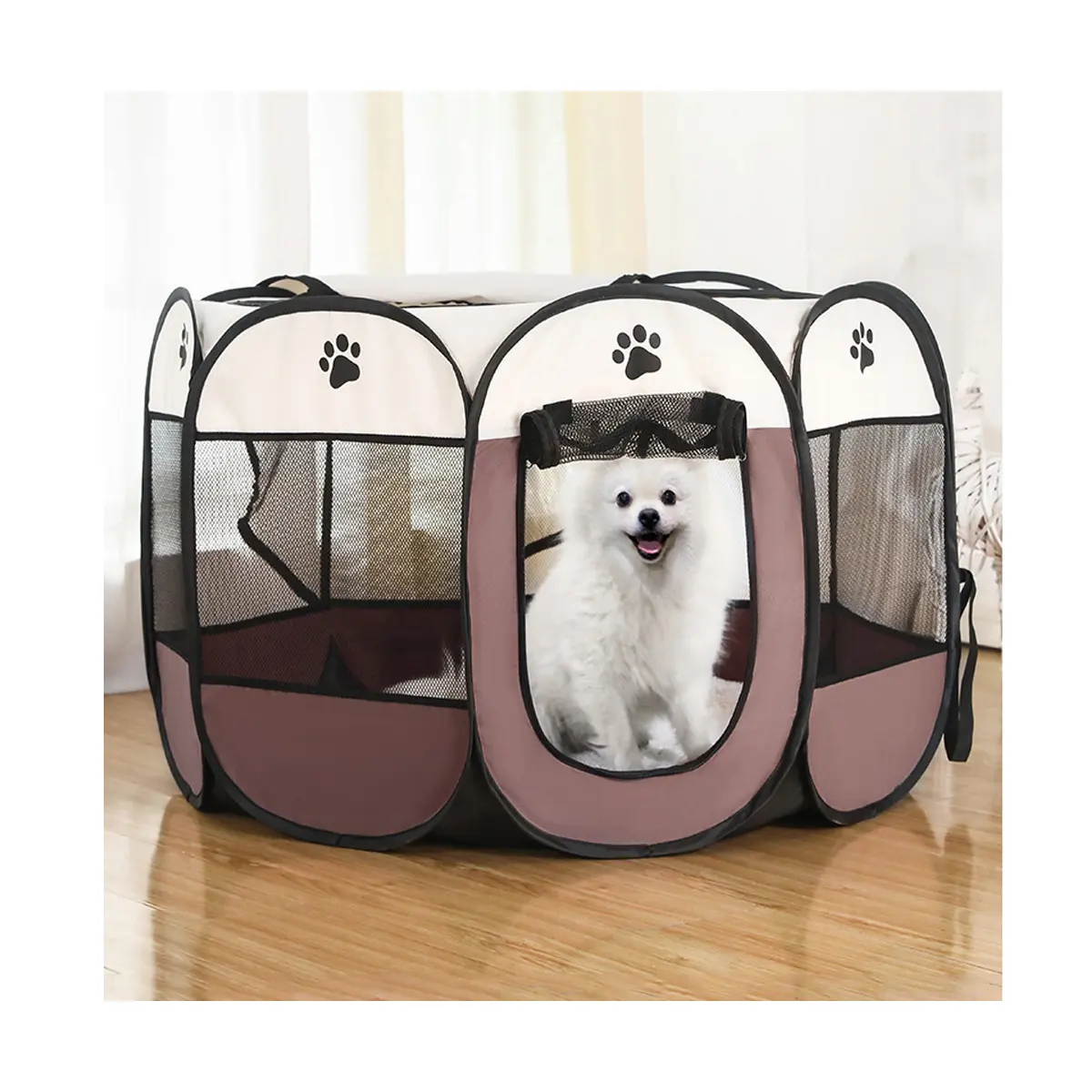 Cages pour animaux de compagnie en plein air tente étanche pliable chien chat parc portable clôture chenil octogonal chambre pour animaux de compagnie