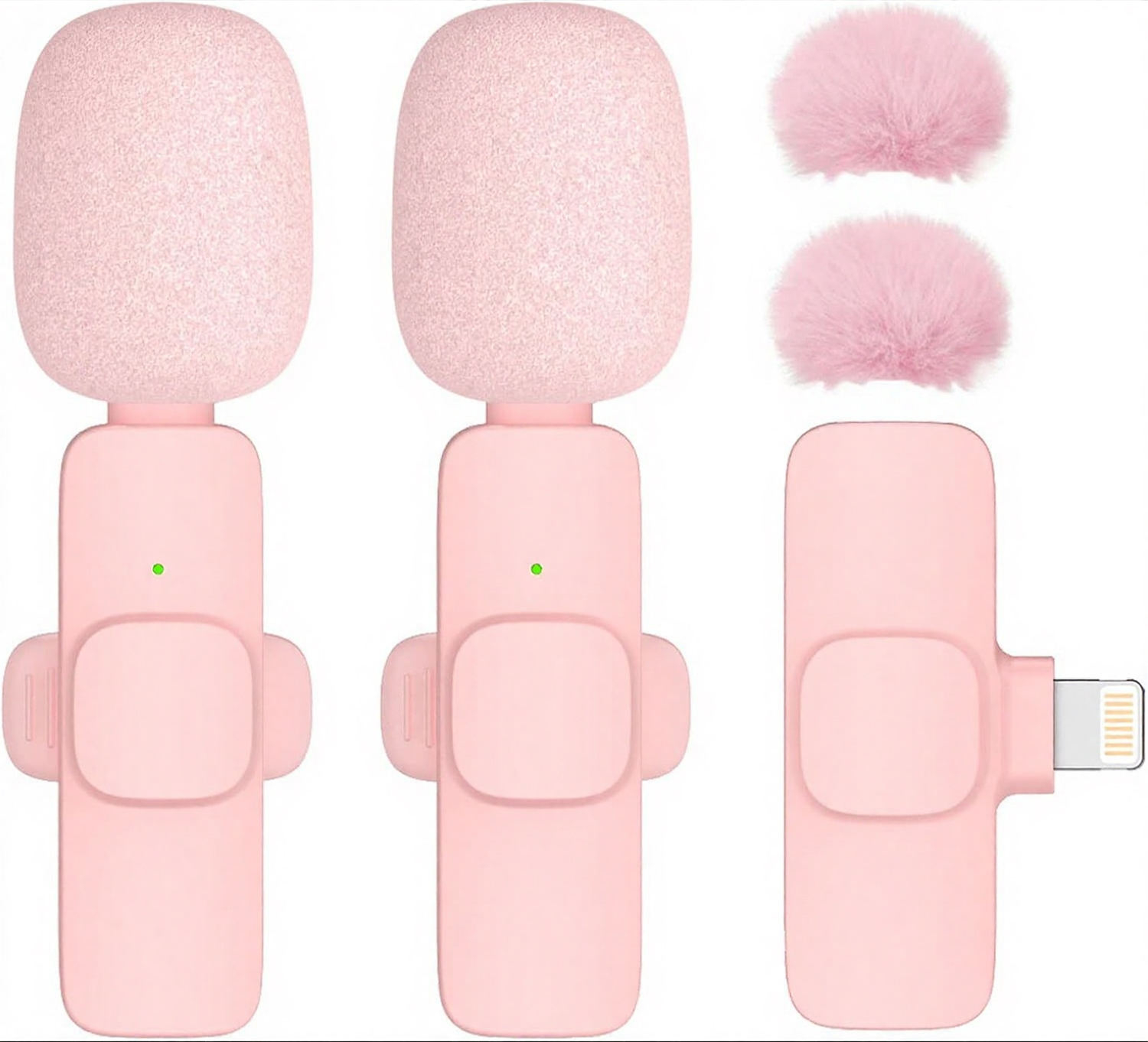 Double micro rose - Interface Apple + 2 boules de poils roses