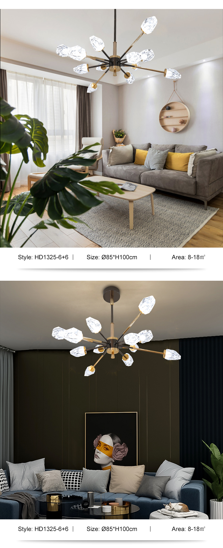 New Product Black Gold Decoration Restaurant Hanging Lamp Living Room Luxury LED Chandelier Pendant Light